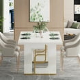 thumbnail image 7 of Condemo 71 inch Modern Dining Table for 6-8, Large Rectangular Kitchen Dinner Table for Dining Room, Living Room, Beige and Gold, 7 of 7