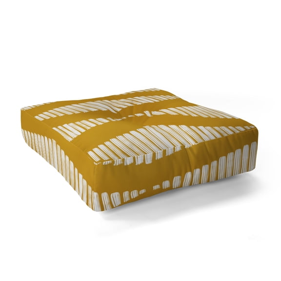Society6 Coastl Studio Acoustic Wave Mustard Square Floor Pillow