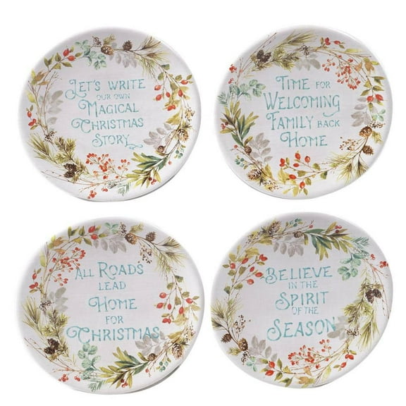 6 in. Christmas Story Multicolored Earthenware Canape Plate (Set of 4)
