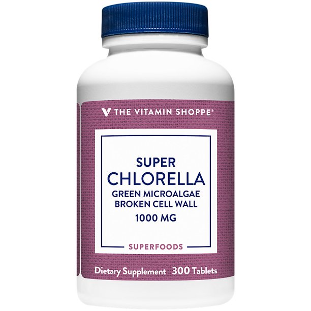 Super Chlorella 1000mg, SingleCelled Green Superfood Algae Tablet