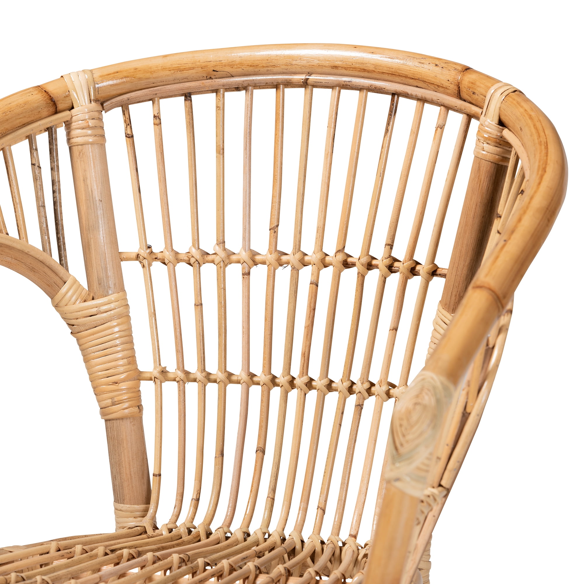 bali & pari Alleta Rattan BOHO Dining Chairs, Set of 2, Natural Brown
