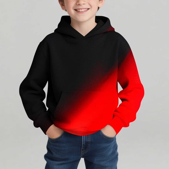 NAISIBABY Boys Pullover Hoodies (3-14T), Long Sleeve Cool Graphic Loose Fit Kids Casual Fashion Sweatshirt Red 8T