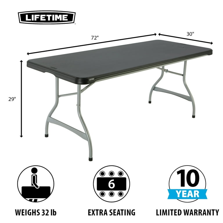Lifetime Commercial Black Folding Table 6 ft.