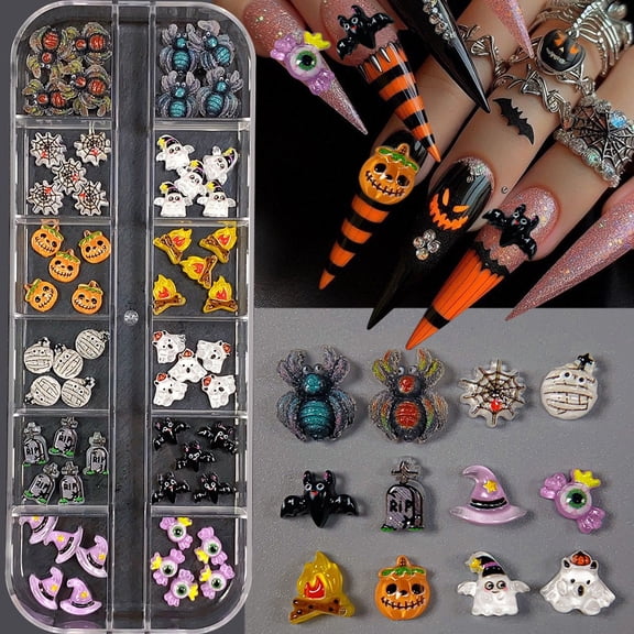 12-Piece Halloween Nail Art Accessory Set for Creative and Festive Nail Designs
