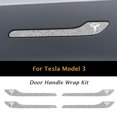 thumbnail image 2 of IPG Compatible for Model 3 / Model Y Door Handle Decal Sticker Wrap Kit (Set of 4) with Tesla Logo Personalize Your Tesla (White Glitter), 2 of 5