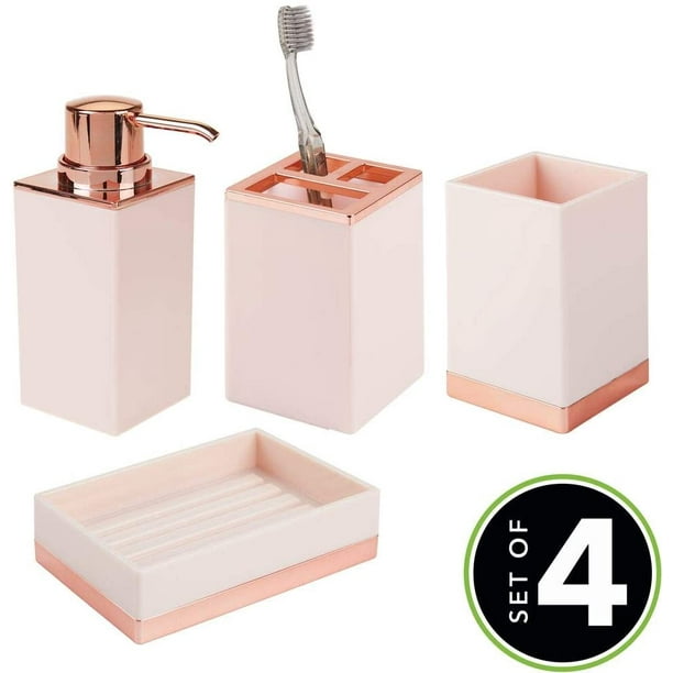 Mdesign Square Plastic Bathroom Vanity Countertop Accessory Set Includes Soap Dispenser Pump Divided Toothbrush Holder Tumbler Rinsing Cup Dish 4 Pieces Light Pink Rose Gold Com - Bathroom Vanity Top Soap Dispenser Mdesign Square Plastic Bathroom Vanity Countertop Accessory Set Includes Soap Dispenser Pump Divided Toothbrush Holder Tumbler Rinsing Cup Dish 4 Pieces Light Pink Rose Gold Com - Bathroom Vanity Top Soap Dispenser