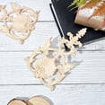 thumbnail image 3 of 2pcs Wood Appliques Decorative Corner Onlays Universal for Bed Door Unpainted Wooden Carving Decals Wall Decoration Appliques, 3 of 11