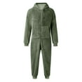 thumbnail image 4 of Abcomgle Girls Onesie Pajamas Size 7-14 Fuzzy Hooded Onesies for Girls Cute Zip Up Jumpsuits for Girls Furry Sherpa Fleece Onesie Rompers Girls Winter Warm Onesie Pajamas Girls,13-14Years,Mint Green, 4 of 5