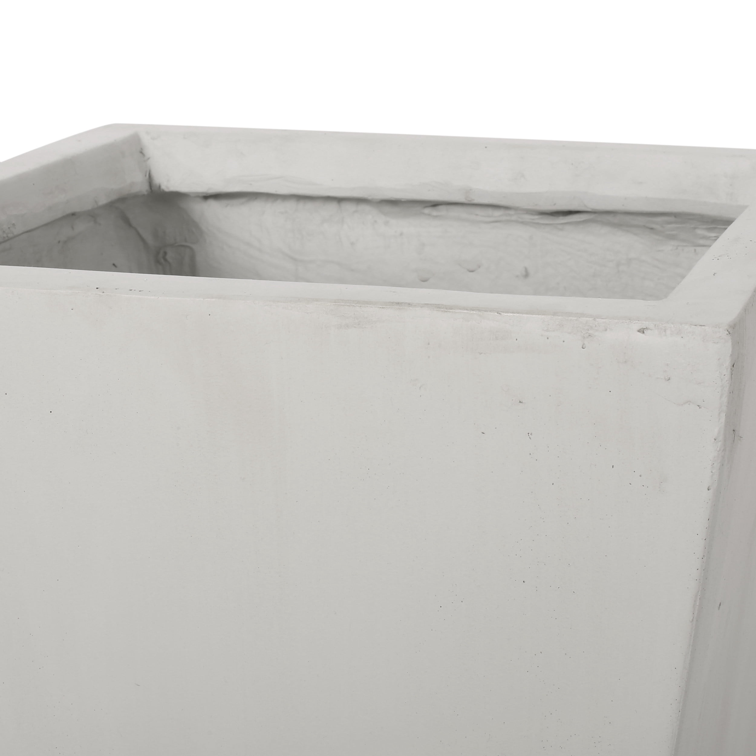 Theo Cast Stone Small Outdoor Planters, Set of 2, White