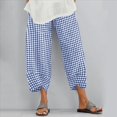 thumbnail image 4 of Pantalones Casuales de Verano para Mujer, Tipo Tulipán, Holgados, con Cintura Elástica y Bolsillos. Azul L, 4 of 6