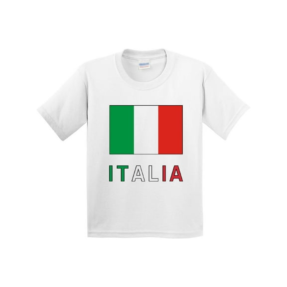 Inktastic Italy Flag & Italia Black Border Youth T-Shirt
