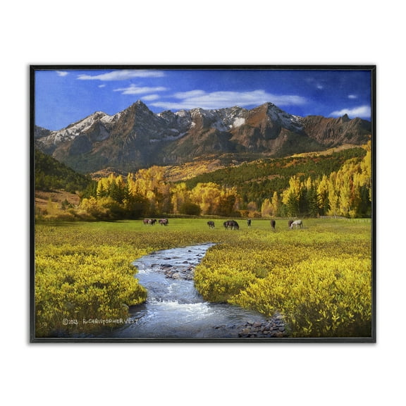 Stupell Industries Horse Ranch Autumn View Landscape & Nature Photography Black Framed Art Print Wall Art, 14 x 11