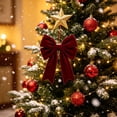 thumbnail image 4 of WDOBM Christmas Decorative Bows, Red Oversized Fluff Christmas Bow Ornament Tree Wedding Decor, Christmas Tree Bow, Velvet Christmas Bows for Home Decor Indoor, 4 of 6