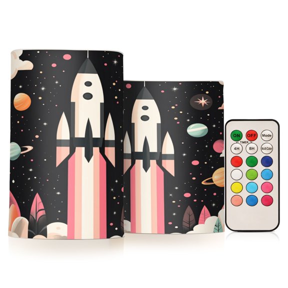 BZSMCE Flameless Candles LED Lights Spaceship Pattern Creativity Battery Candles