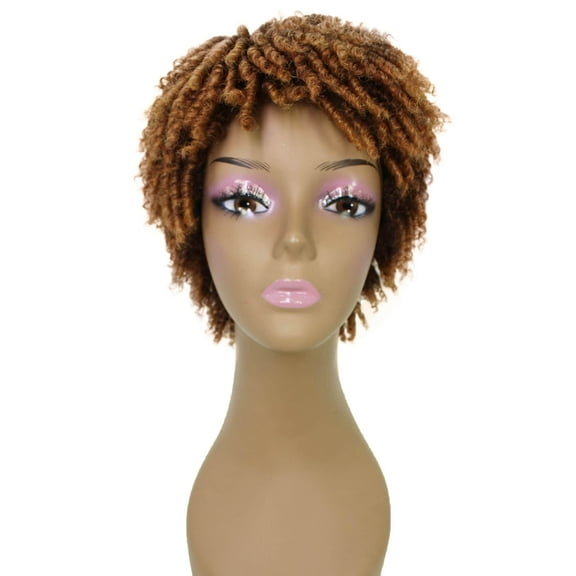 LUXLUXE Kayla Curly Locs 11 in Long Full Wig Full Cap Wig, Heat Resistant Fibers, Multiple Shades of Natural, Dip Dyed, & Blended Colors