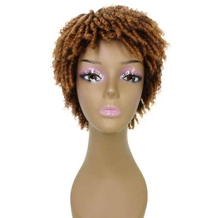 LUXLUXE Kayla Curly Locs 11 in Long Full Wig Full Cap Wig, Heat Resistant Fibers, Multiple Shades of Natural, Dip Dyed, & Blended Colors
