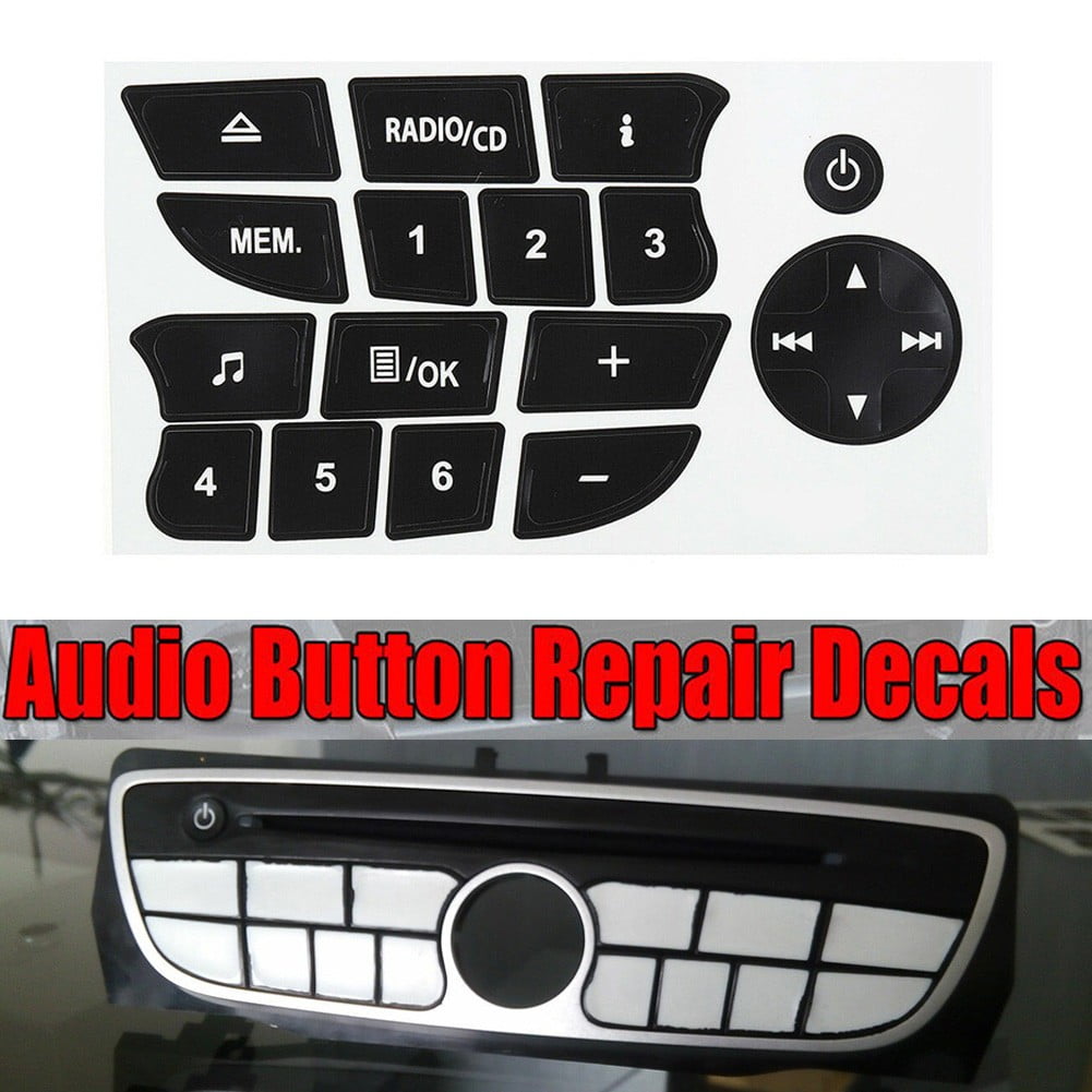NO LOGO KF-SPRING Car Button Repair Stickers CD Radio Audio Button Repair Decals Stickers For Twingo For Renault Clio And Megane 2009-2011 