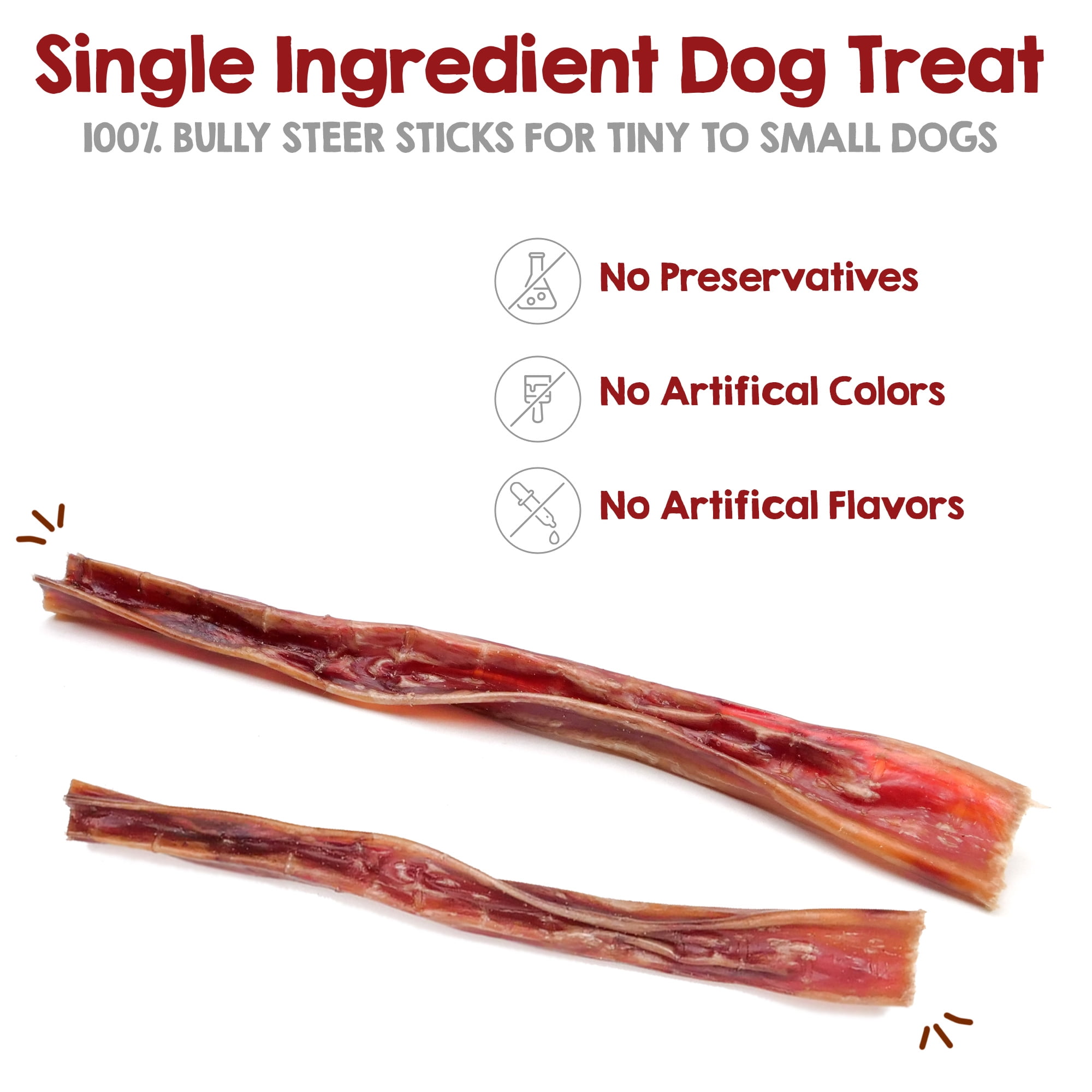 Riley's Steer Bully Sticks for Tiny to Small Dogs - Odor Free Bully Sticks for Small Dogs - Single Ingredient Dog Treat - Gluten-Free, 100% Beef Pizzle Sticks for Dogs - 4-6", 10ct
