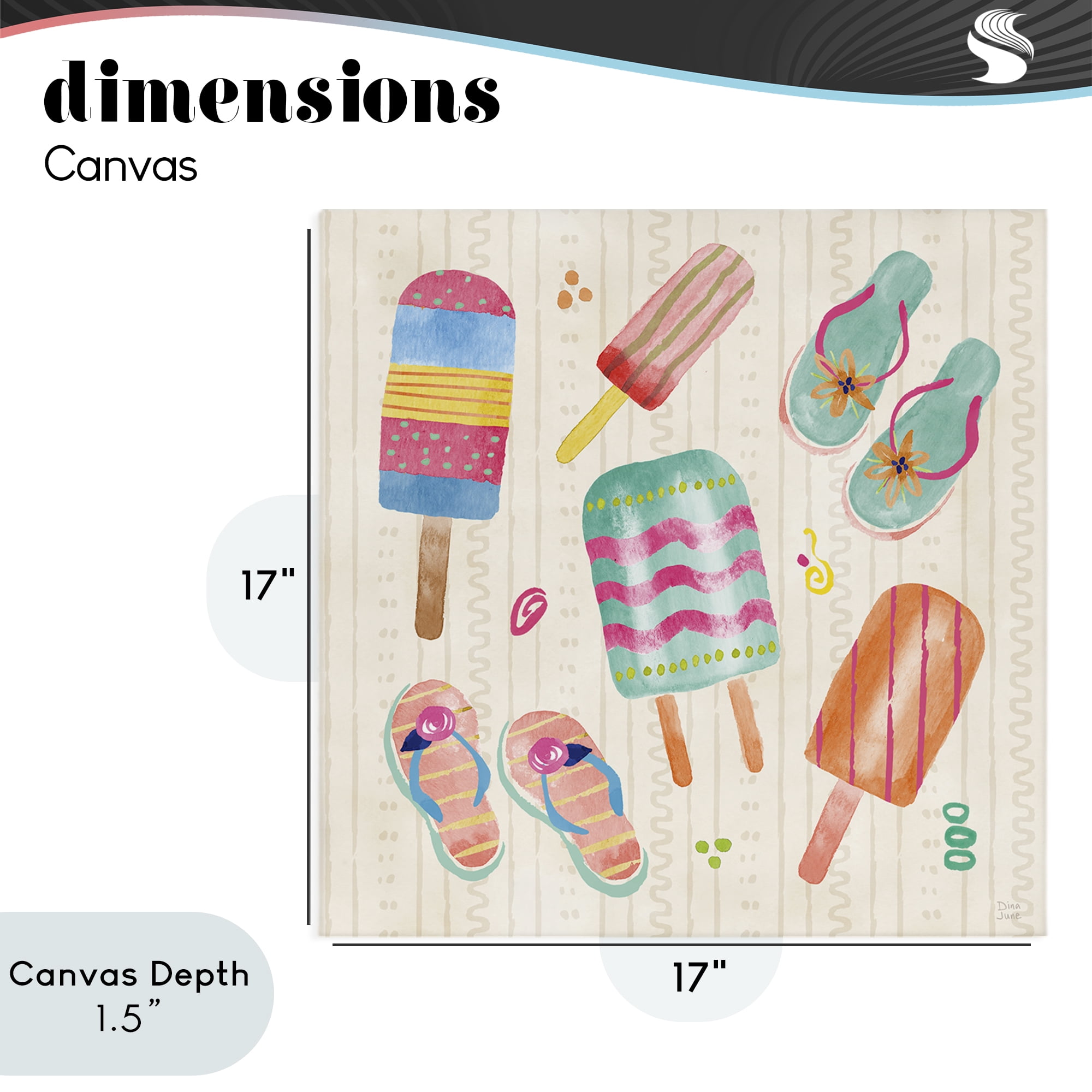 Stupell Industries Summer Popsicles & Sandals Canvas Wall Art, design by Dina June
