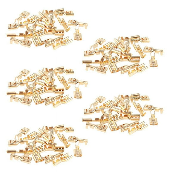 Brass 6.3 mm Connectors Female Spade Cable Terminals, 100 Piece