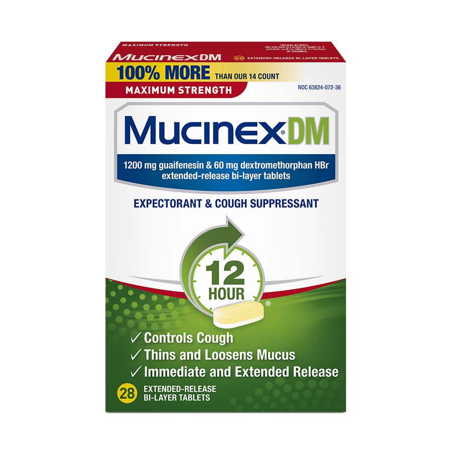Mucinex DM Maximum Strength Expectorant and Cough Suppressant, 28 count