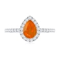 thumbnail image 5 of Rosec Jewels Fire Opal Teardrop Ring for Women with Diamond Halo - 5X7 mm (AAA Quality), 14K White Gold, US 3.00, 5 of 10