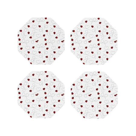 

Tideii Ladybugs Flying On Dotted Route for Leather Coasters 4 Pieces Anti-fouling and Anti-scalding Decorative Coasters Suitable for Restaurants Kitchens Coffee Shops-Octagon