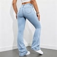 thumbnail image 6 of BODOAO Flare Jeans for Women High Waisted Denim Pants with Fitted Hip and Thigh Wide Flared Leg Classic Five Pocket Bell Bottom Silhouette Casual Everyday Jeans Light Blue M, 6 of 7