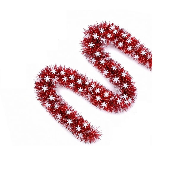 Ktlvex 6.56FT Christmas Tinsel Garland Decorations, Christmas Metallic Twist Garland Ceiling Hanging Decorations,Party Birthday Holiday Indoor Outdoor Supplies (Red)