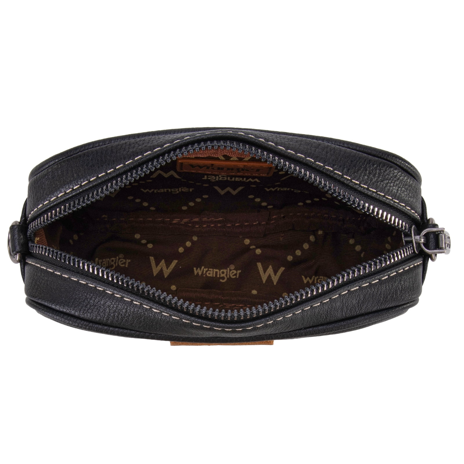 Wrangler Crossbody Bag for Women Aztec Mini Crossover Purse with Guitar Strap, Black