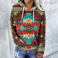 thumbnail image 2 of Geometric Print Western Aztec Hoodies for Women Pullover Casual Ethnic Style Long Sleeve Loose Retro Hooded Sweatshirt Tops, 2 of 5