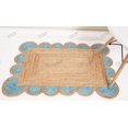thumbnail image 4 of Rectangle Rug Natural Jute Rug Hand Braided Beige and Light Blue Border Color Rounding Line Area Rug, 4 of 5