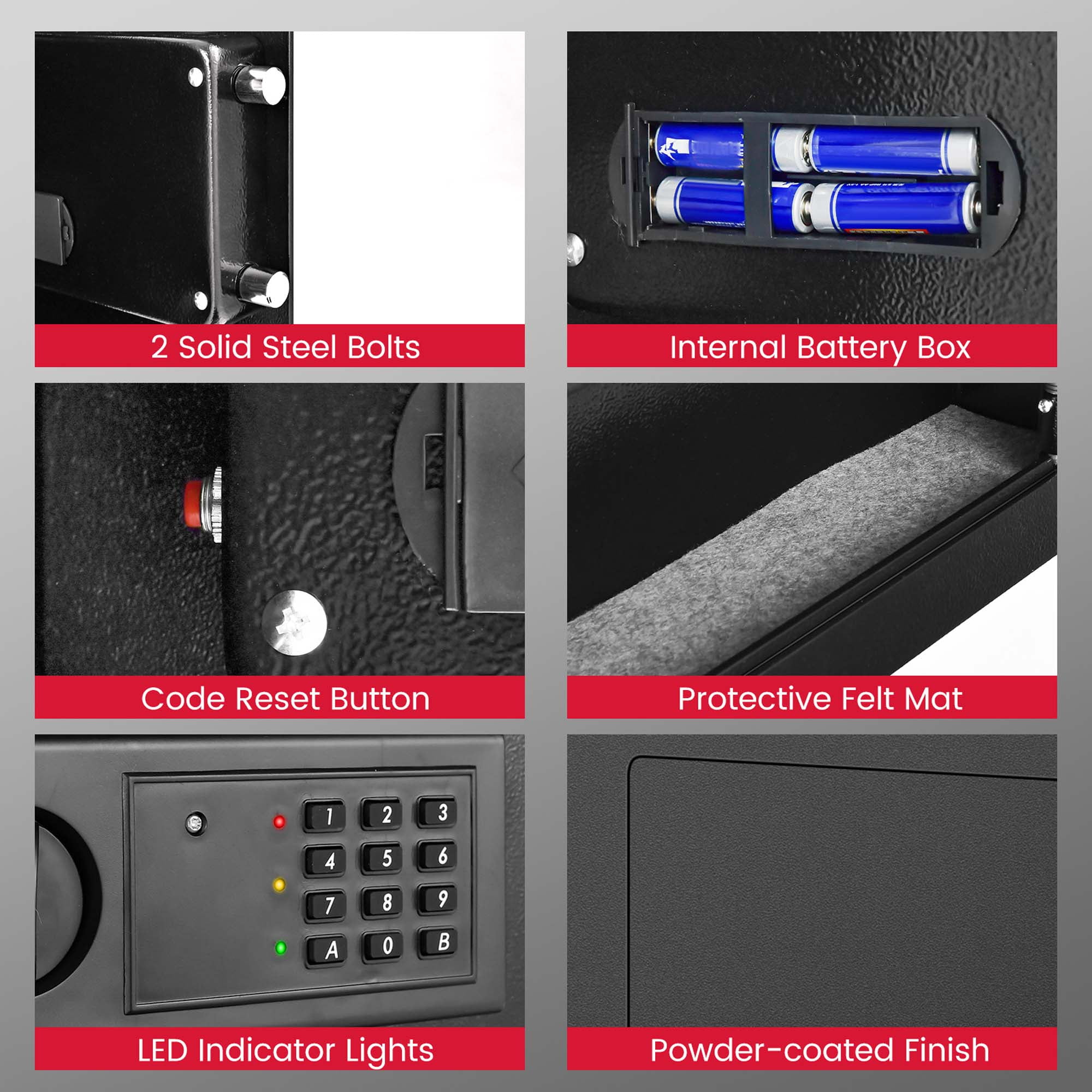 Costway Digital Flat Recessed Wall Safe Home Security Lock, Black