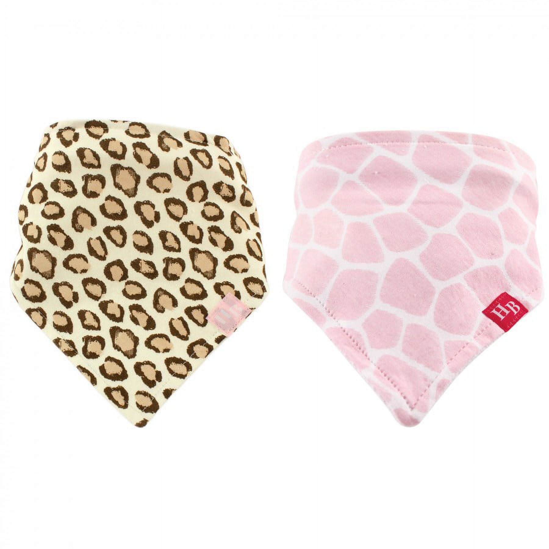 Hudson Baby Infant Girl Cotton Bandana Bibs 2pk, Animal Print, One Size