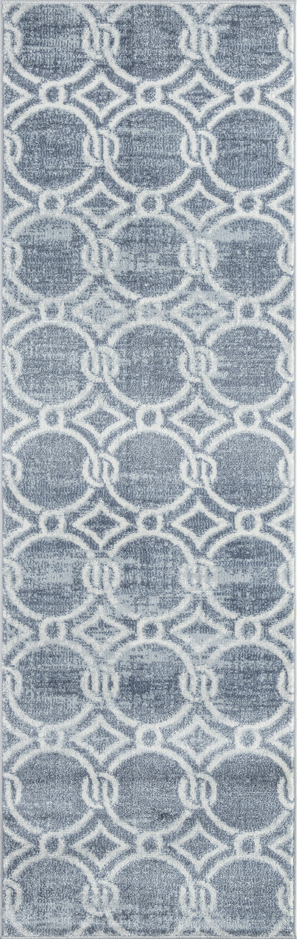Allure Transitional 2' x 7' Navy and Cream Polypropylene Indoor Area Rug
