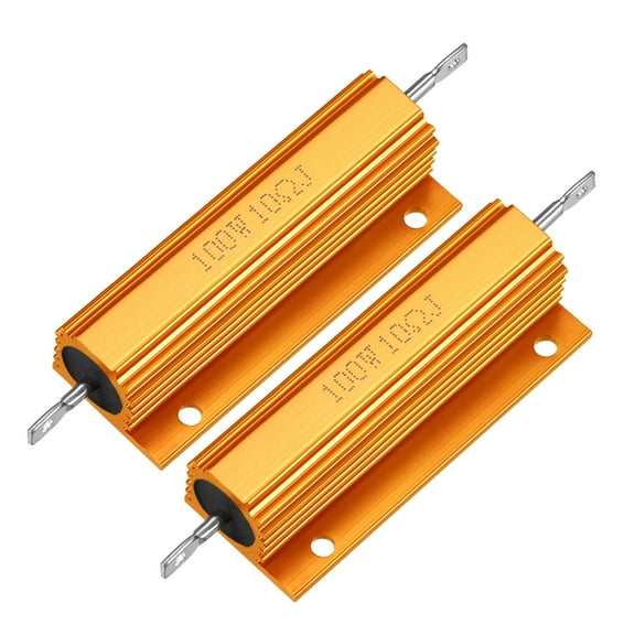 2Pcs Aluminum Case Resistor 100W 10 Ohm Wirewound Yellow