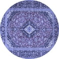 thumbnail image 1 of Ahgly Company Machine Washable Indoor Round Medallion Blue Traditional Area Rugs, 4' Round, 1 of 4