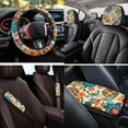 thumbnail image 4 of KUIFORTI Vintage Flower Auto Seat Covers Full Set 14 Pcs with Auto Center Console Pad Car Steering Wheel Cover Car Headrest Covers Auto Seat Belt Cover for Cars SUV Sedans, 4 of 7