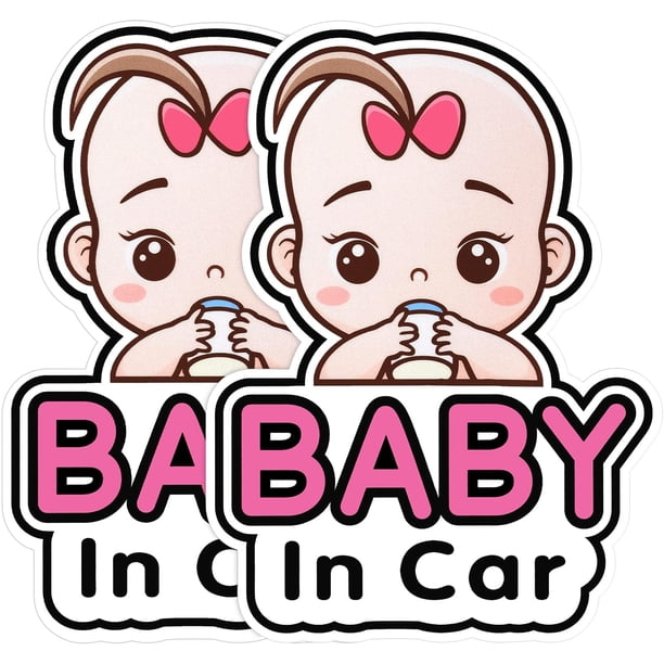2 pegatinas para bebé en el coche, letrero y calcomanía para niña, pegatina para coche de bebé, tablón de anuncios con pegatina de seguridad extraíble, pegatina bonita para ventana de coche