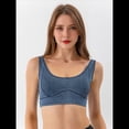 thumbnail image 4 of Chaleco Vaquero Ajustado y Corto para Mujer, Elástico, con Cuello Redondo, Tipo Jersey, Sujetador Deportivo, Camiseta Sin Mangas Azul Medio M, 4 of 9