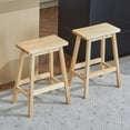 thumbnail image 4 of HUJHKIO 24-Inch Bar Stools Set of 2, Solid Pine Wood Saddle Seat Counter Stools for Kitchen Island, Dining & Home Pub, Easy Assembly, Rustic Modern Style Wooden Seats, Natural, 4 of 8