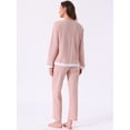 thumbnail image 4 of DARING DIVA Women's  Soft Waffle Cotton Pajamas Long Sleeve with Pants Set XS Pink, 4 of 7