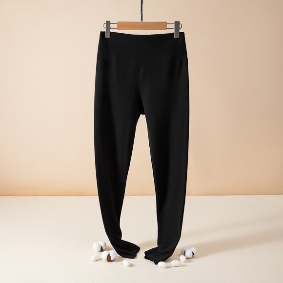 Bmisegm Thermal Trousers for Women Crew Neck Fleece Lined Thermal Pants Winter Trousers Slim Leggings 1 Pack Pants Thermal Leggings Underwear Winter Clothes for Women Black XXL