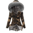 thumbnail image 2 of Chaqueta de algodón de otoño e invierno para mujer con cuello de piel y cordón, abrigo de camuflaje, chaqueta de algodón cálida para mujer, 2 of 5