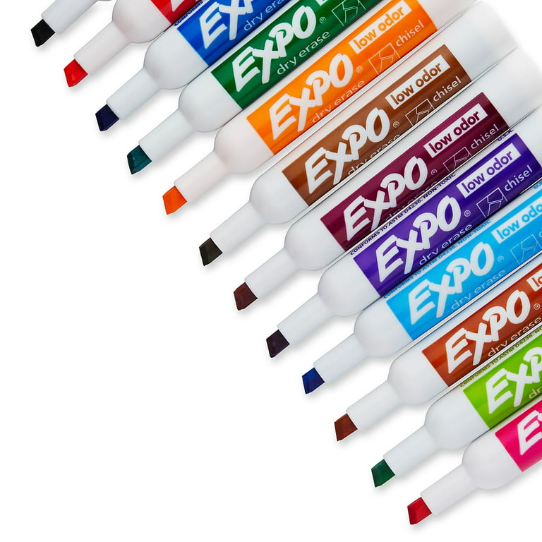 Low-Odor Dry-Erase Marker, Broad Chisel Tip, Assorted Pastel Colors, 4/Set  - Reliable Paper