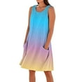 thumbnail image 2 of Yourumao Gradient Mini Dresses for Women Round Neck Sleeveless Shift Dress Comfy Stretch Flowy Sundress Summer Lounge Clothes, 2 of 8