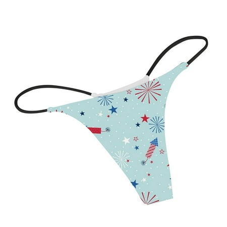 Minimizer Bras for Women Womens Sexy Independence Day Plaid Printed Breathable Underwear Thong Underwear Fun Lingerie Push Up Bras for Women(Size:2XL)