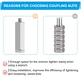 thumbnail image 4 of Uxcell M3x0.5 Pitch 304 Stainless Steel Hex Coupling Nuts, 4 Pcs 6mm / 0.24" Length Coarse Fully Threaded Rod Coupling Nut Studding Connector Fasteners, Silver Tone, 4 of 7