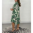 thumbnail image 4 of Women's Floral Print V Neck Ruffle Hem Lantern Long Sleeve Loose Fit Short Dress, 4 of 7