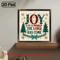 thumbnail image 2 of 2D Flat, 8x8 Inch Rustic Wooden Wall Art Sign Joy to the World The Lord Has Come - 2D Flat Print Inspirational Christmas Decoration with Red Golden Lettering, Green Foliage Golden Stars, 2 of 9